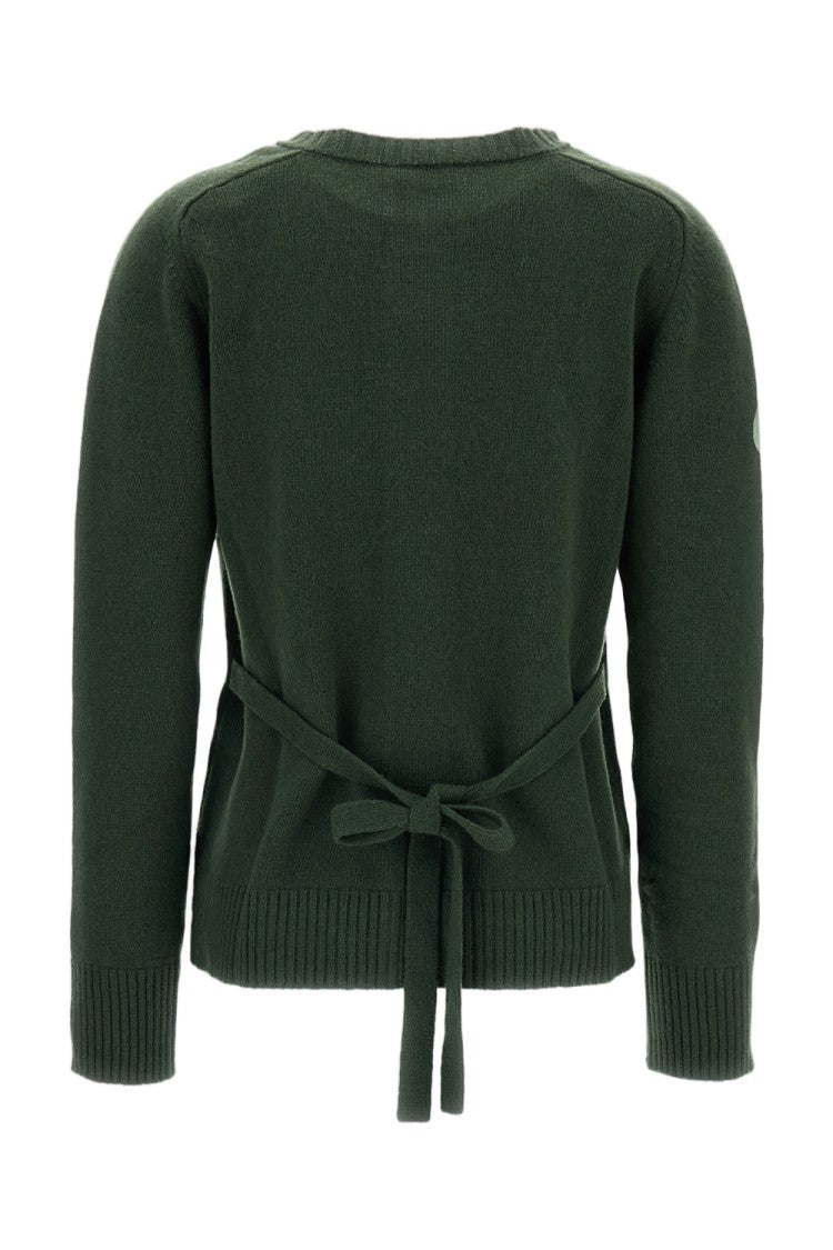 Parosh Green Wool Fixed Belt Cardigan