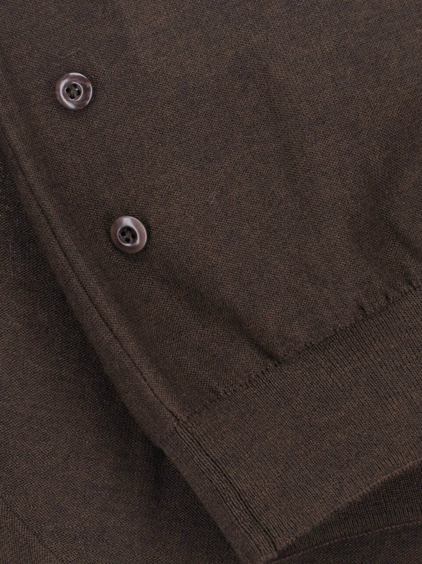 Lemaire Brown Twisted V-Neck Wool Blend Cardigan