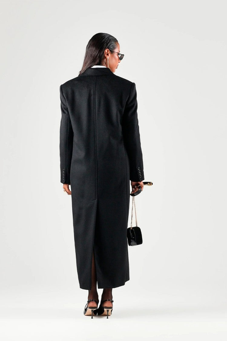 Max Mara Black Msteffige Double-Breasted Virgin Wool Coat