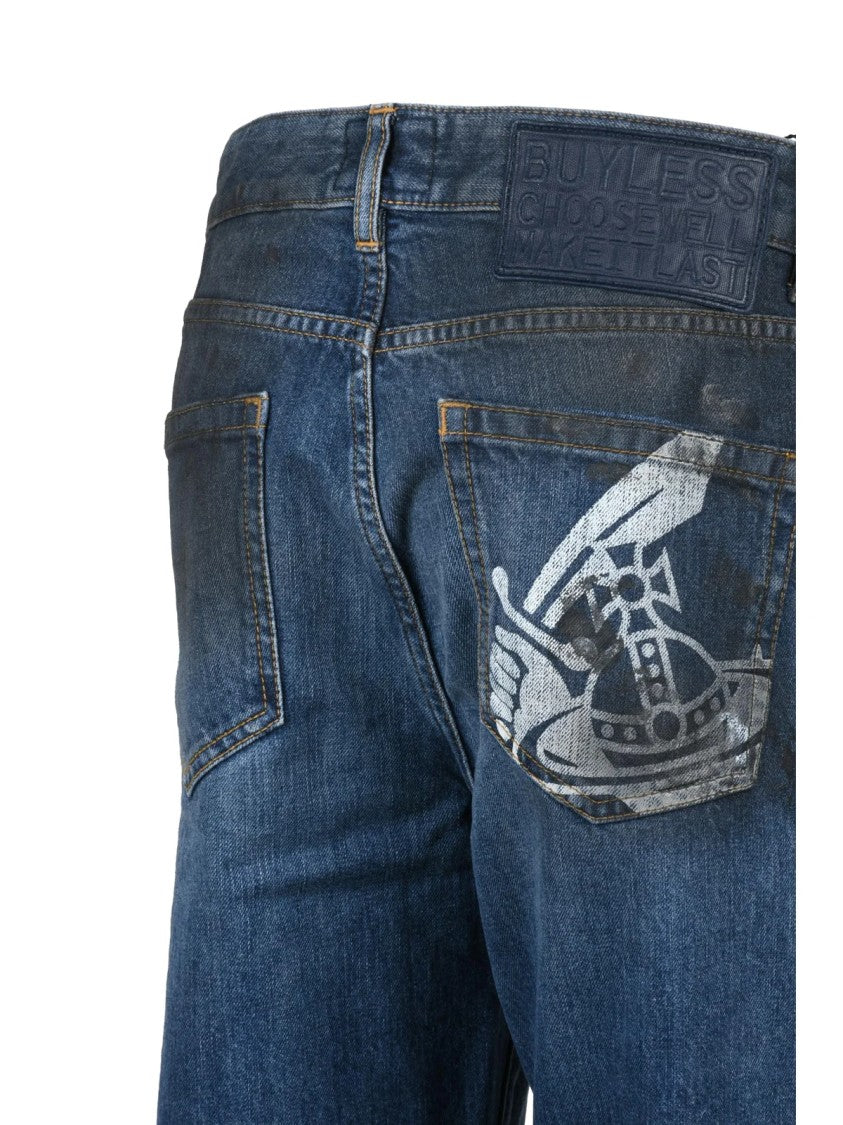 Vivienne Westwood Anglomania Blue Cotton Straight Leg Jeans