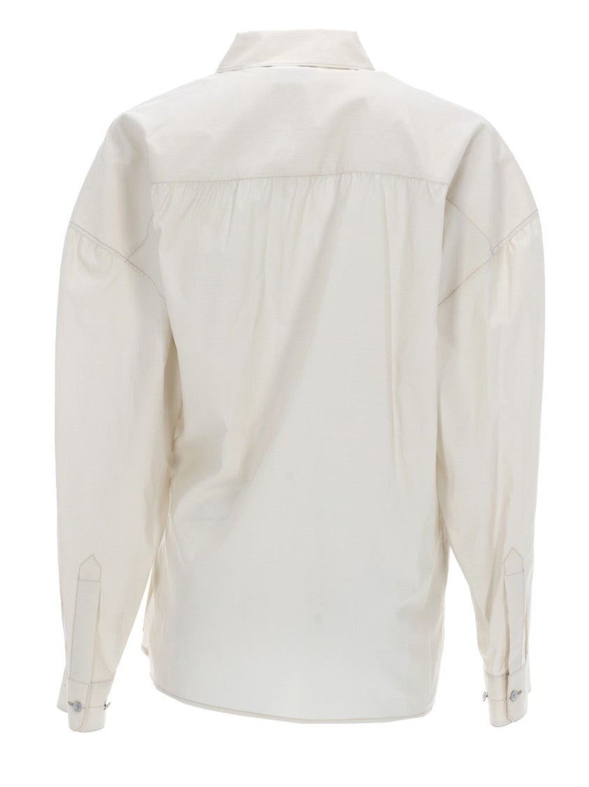 Lemaire Straight Collar Twisted Asymmetrical Front Cotton-Blend Shirt