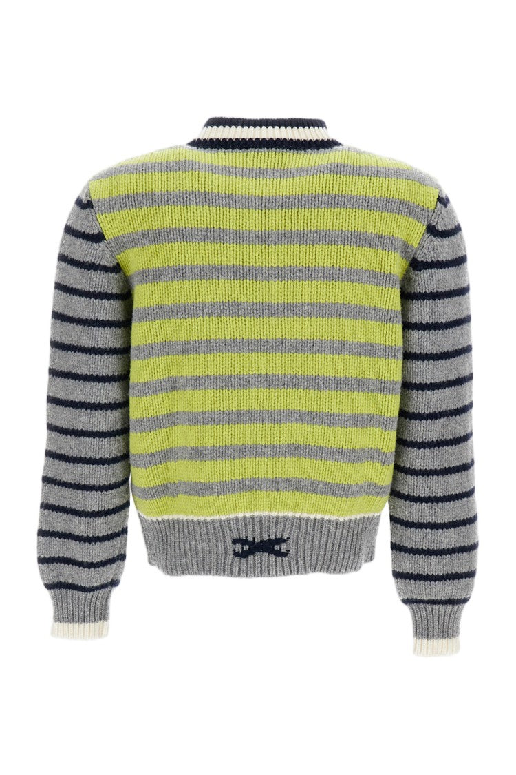 Barrie Multicolor Striped Jewel Button Wool-Cashmere Cardigan