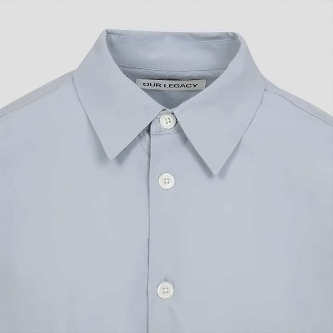 Our Legacy Long-Sleeve Blue Shirt With Classic Collar And Embroidered Logo