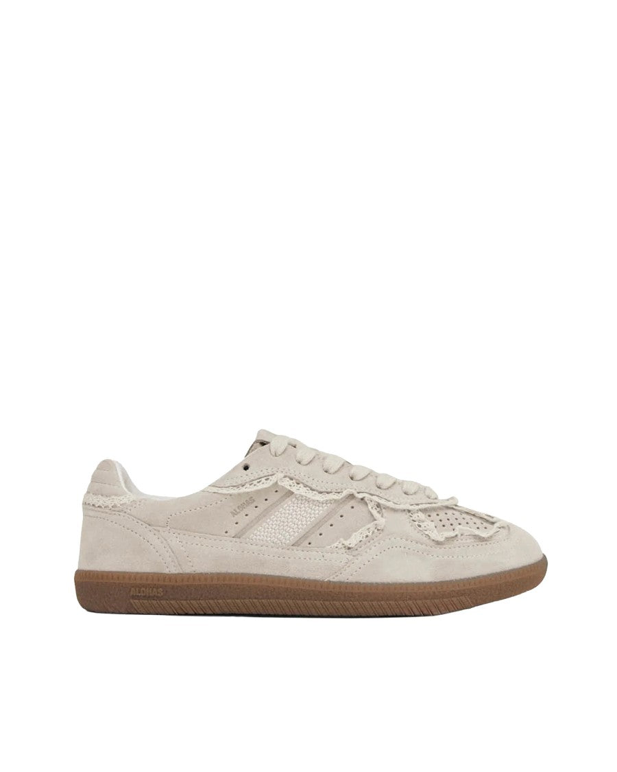 Alohas Low Silhouette Suede Sneakers With Crochet Detail