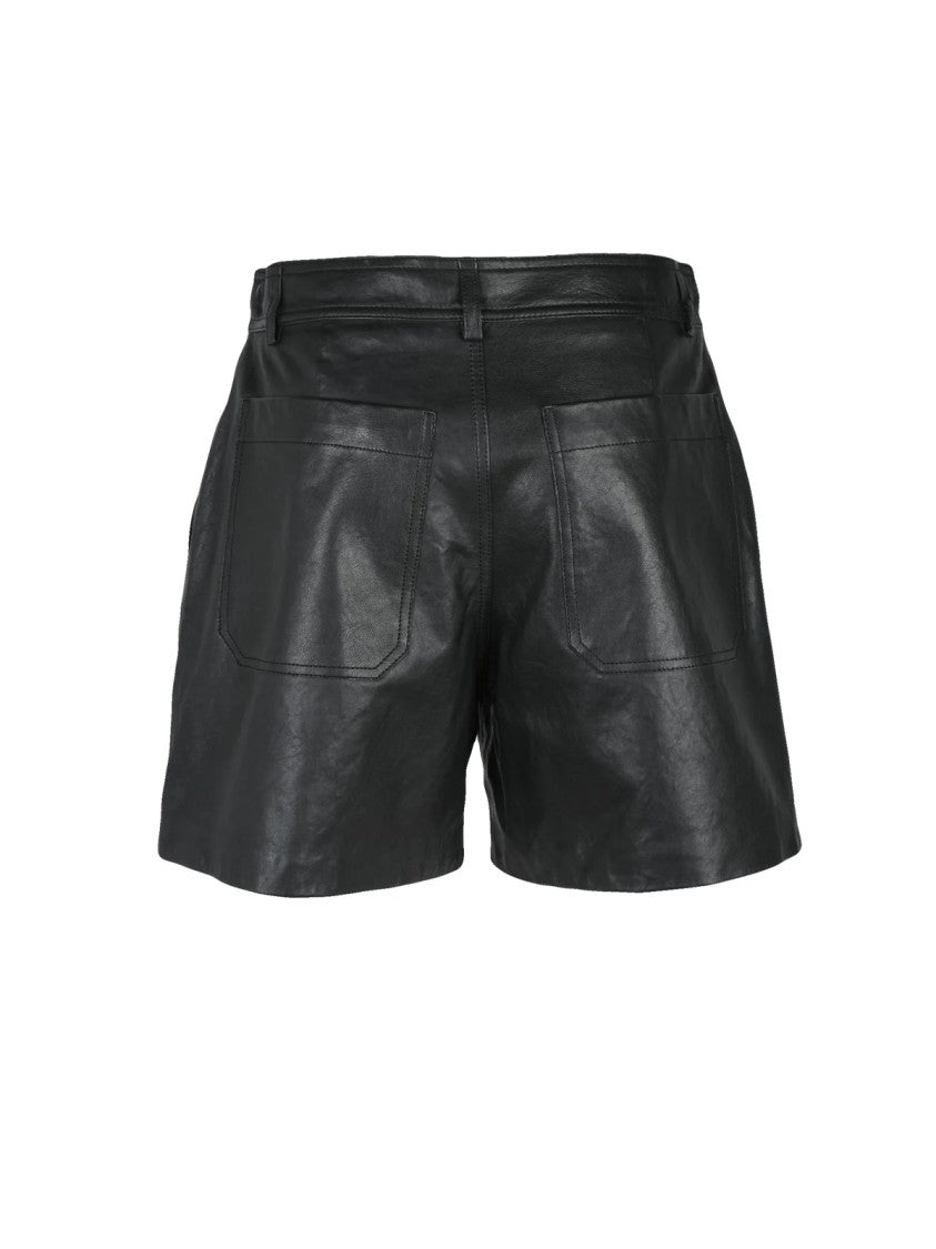 Max Mara Leather Bermuda Shorts - Black