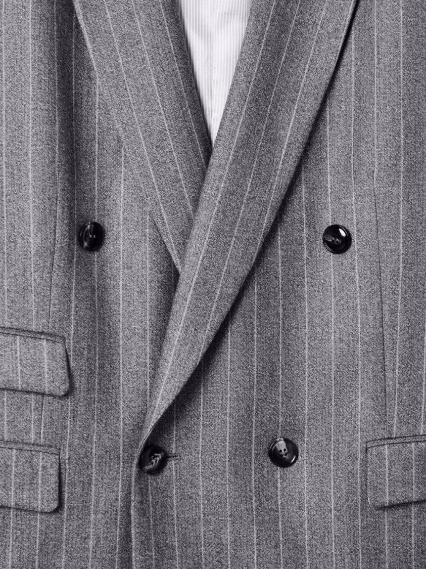 Giorgio Armani Grey Double-Breasted Pinstripe Blazer Trousers Suit