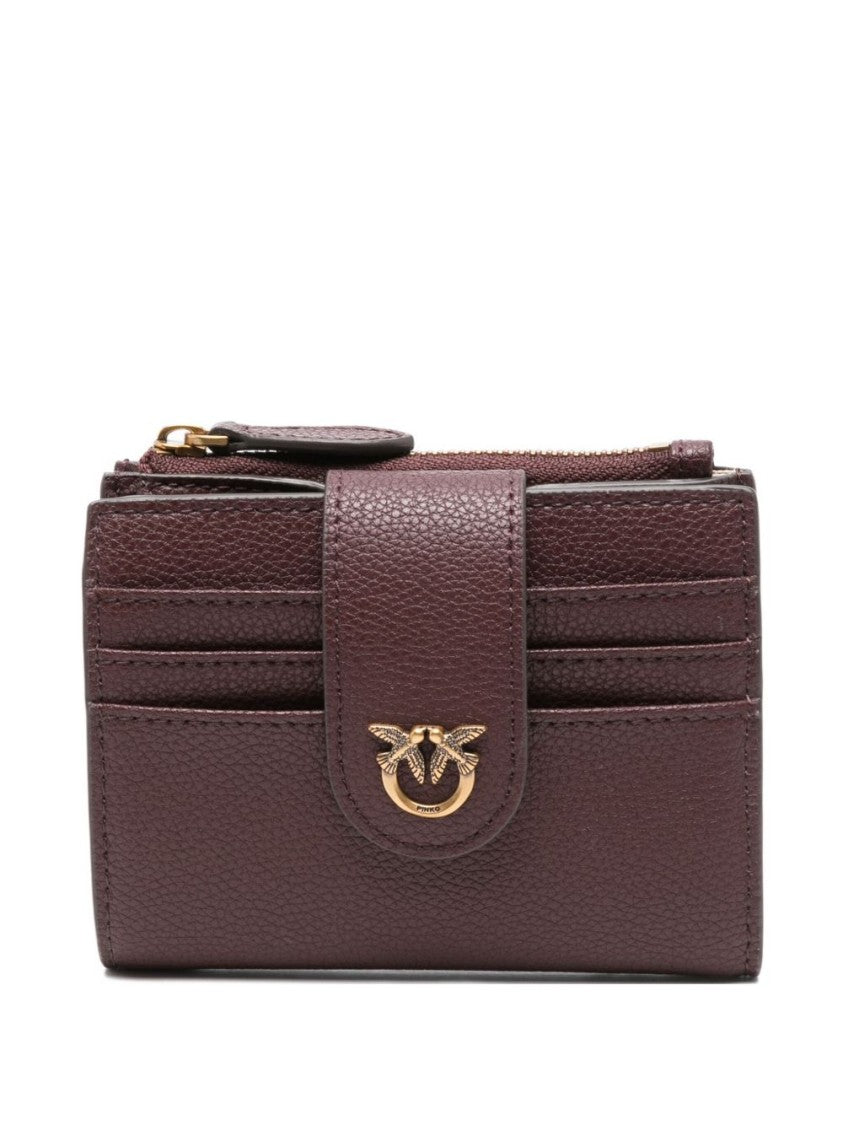 Pinko Textured Calf Leather Brown Wallet