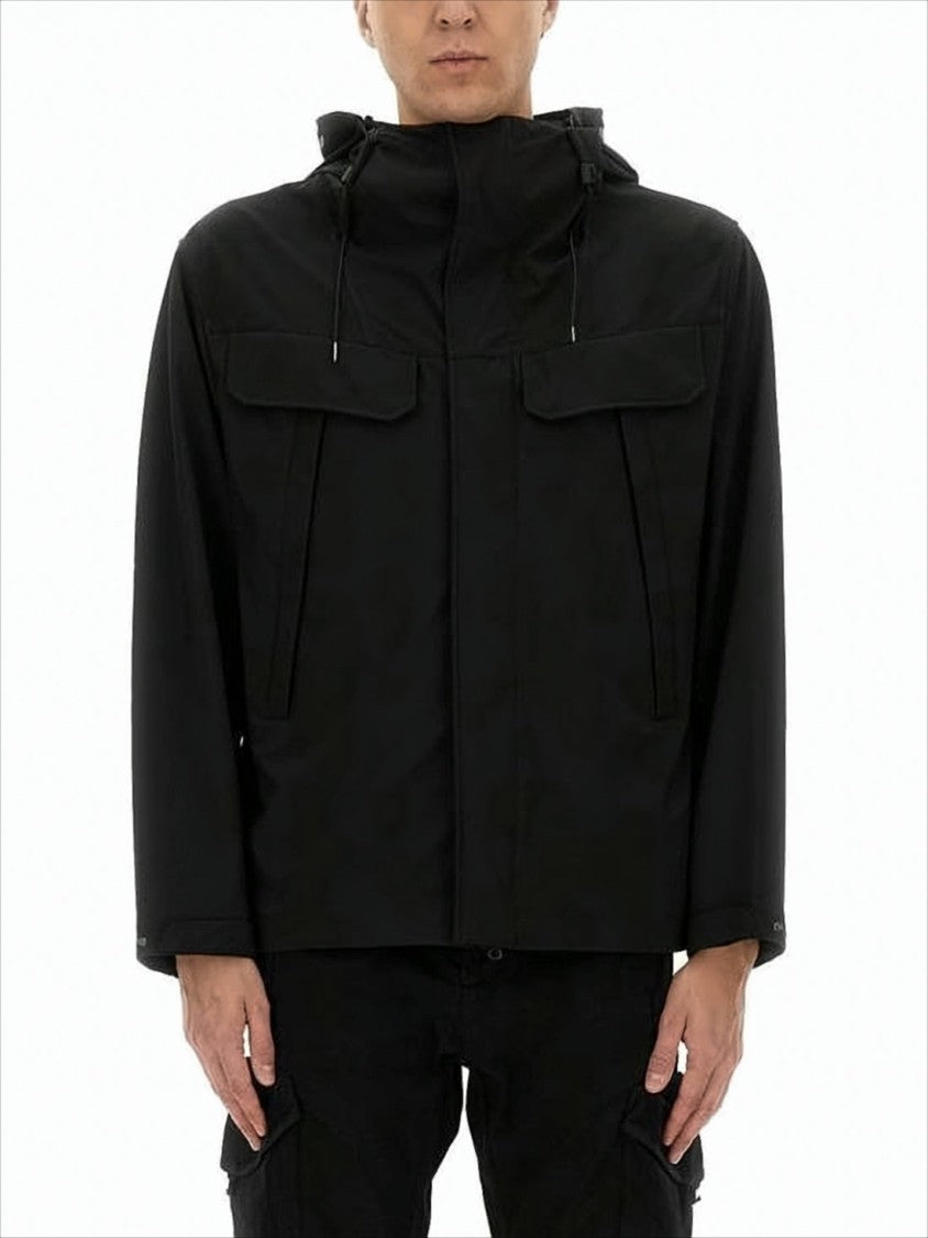 C.P. Company Black Polyamide Jacket With Integrated Hood And Goggles
