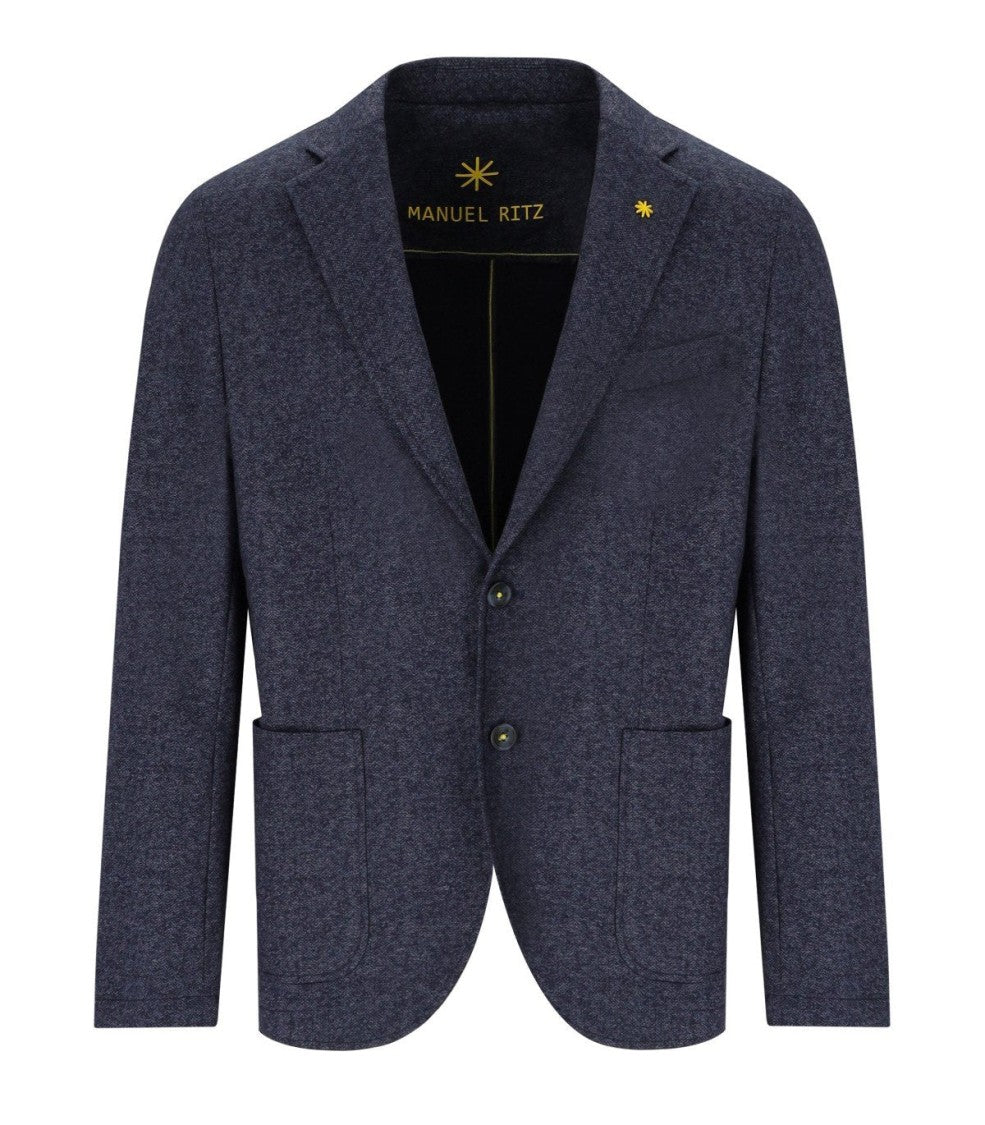 Manuel Ritz Melange Blue Single Breasted Jacket