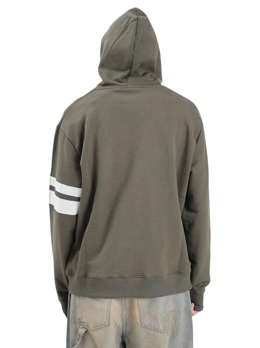 Gcds Military Green Cotton Logo Hoodie