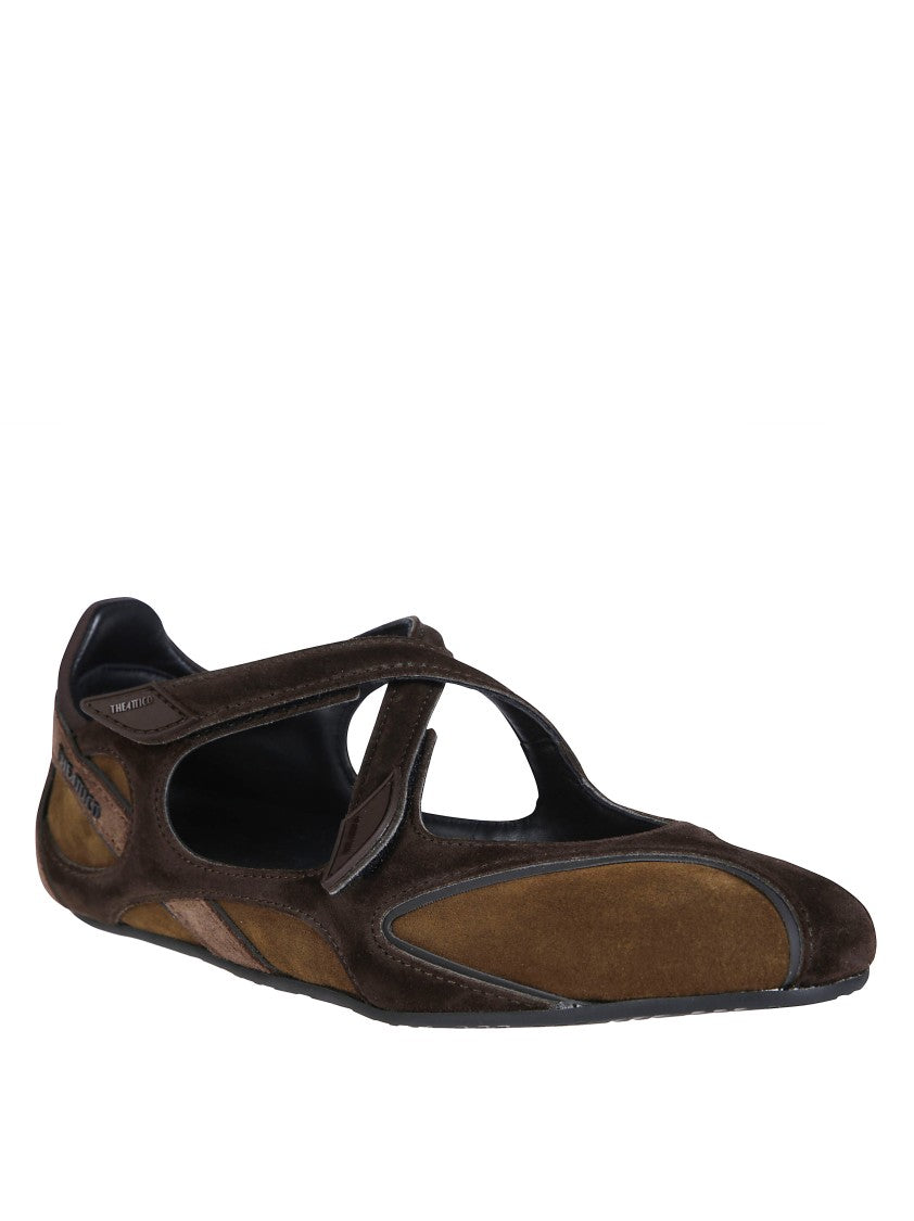 The Attico Floor01 Cut-Out Brown Textured Leather Flats