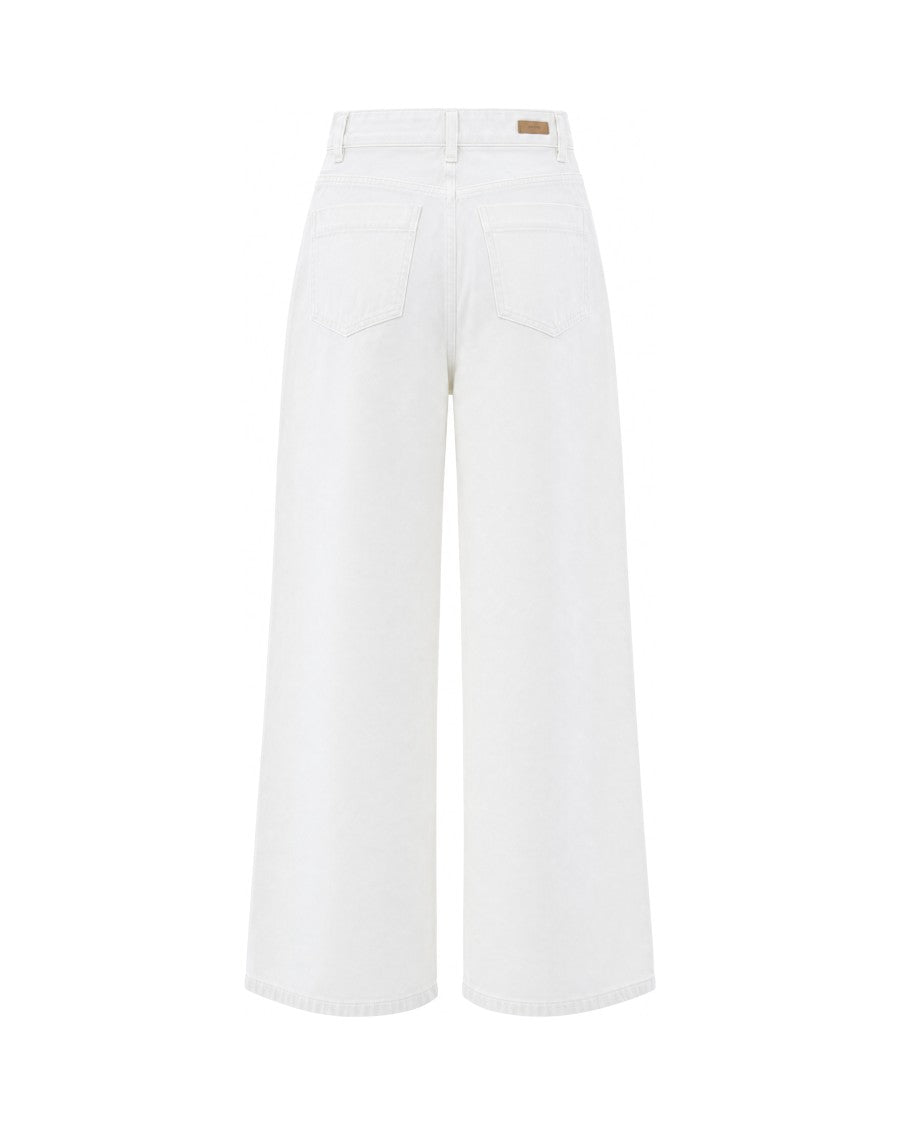Sessùn White High-Waisted High-Rise Gabardine Jeans