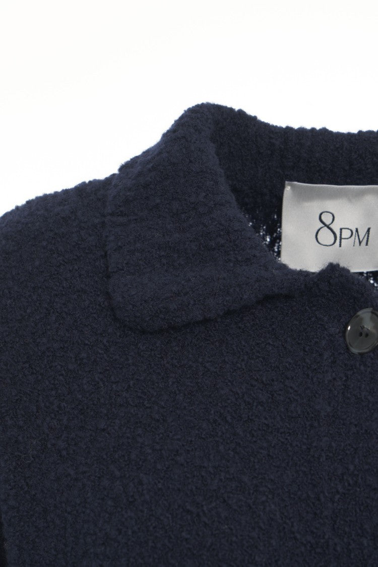 8Pm Textured Knit Cardigan With Classic Collar And Button-Down Front