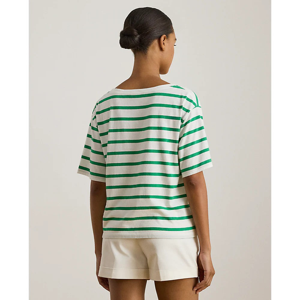 Lauren Ralph Lauren White Green Vauden Cotton Jersey Tshirt