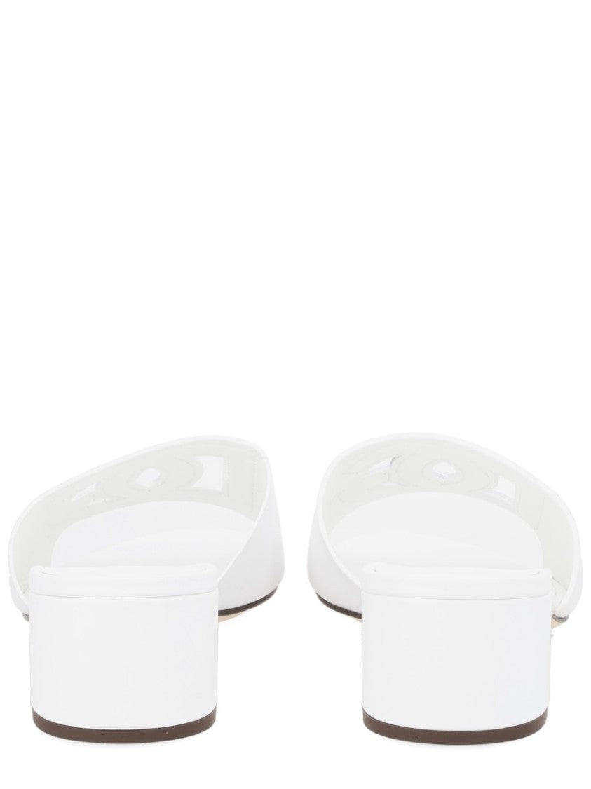 Dolce & Gabbana Logo Leather Low Block Sandals