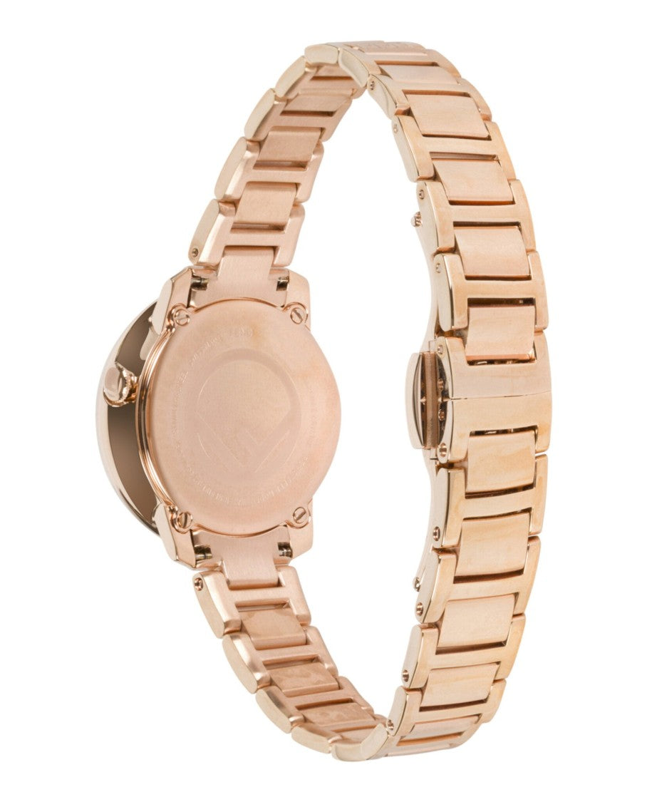 Fendi 28Mm Yellow Gold Bracelet Watch With White Sunray Dial