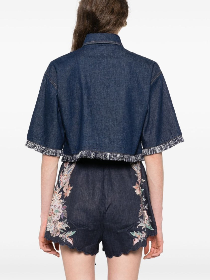 Zimmermann Indigo Denim Shirt With Classic Collar