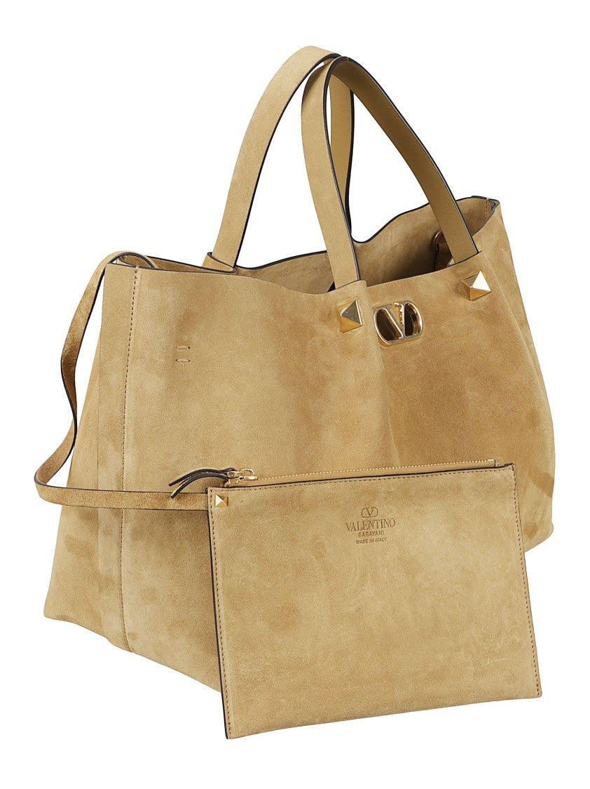 Valentino Garavani Soft Suede Tote Bag With Gold-Tone Accents