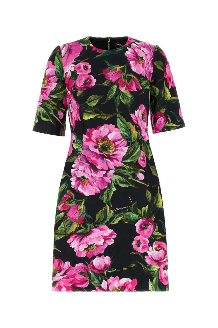 Dolce & Gabbana Embroidered Stretch Cotton Dress