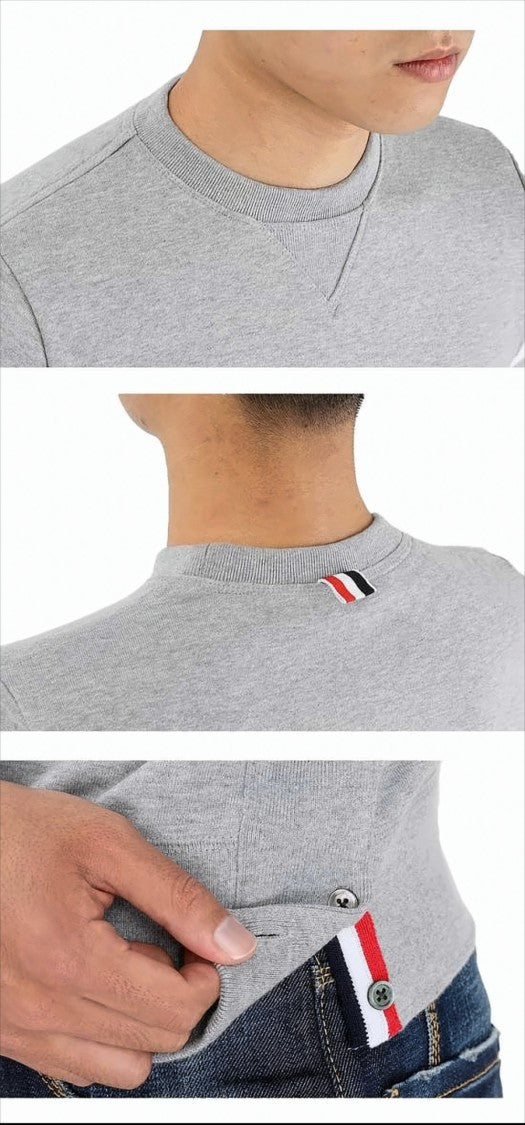 Thom Browne Crew Neck Sweatshirt With Horizontal Stripe Detail