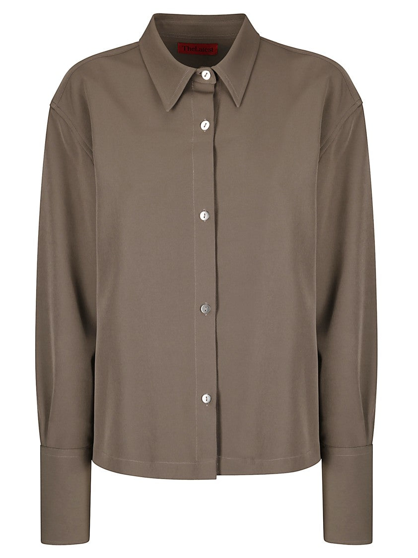 The Latest Long-Sleeved Brown Shirt With Classic Collar