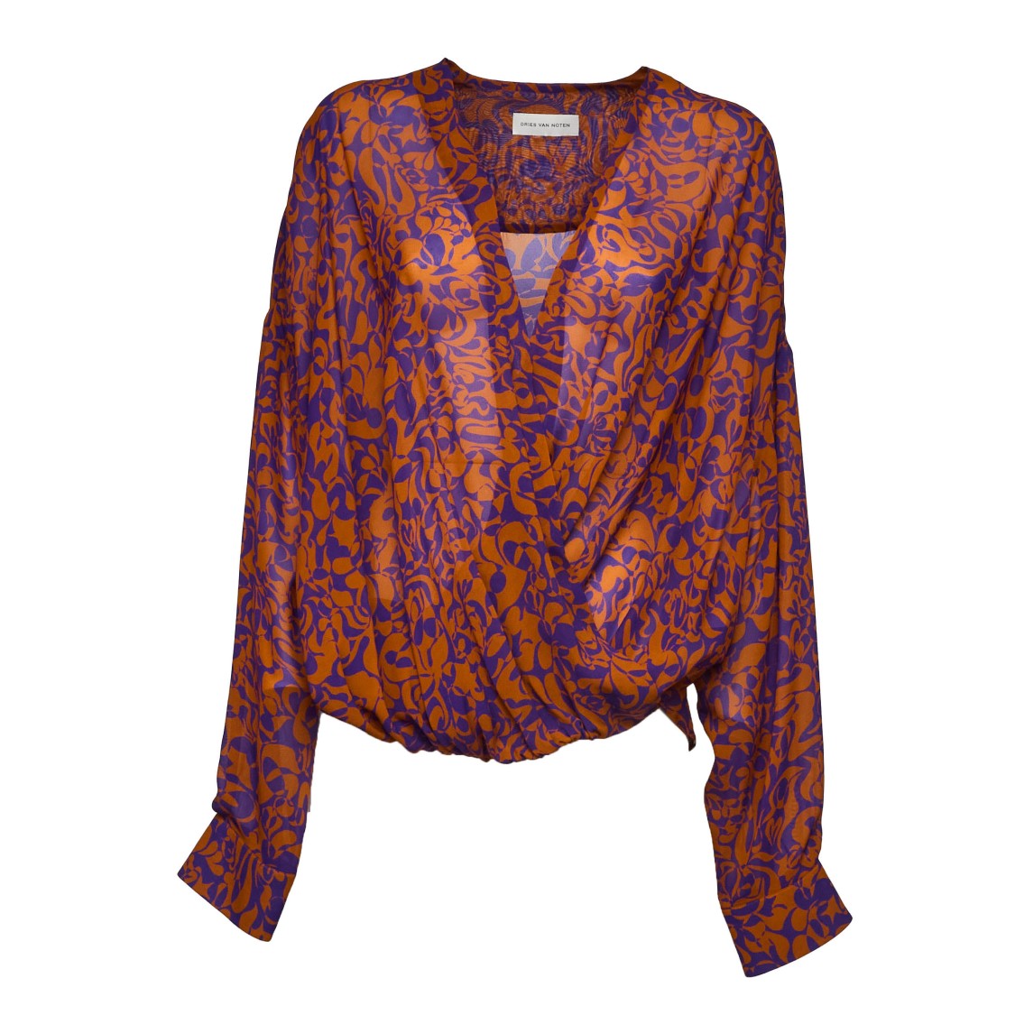 Dries Van Noten Camiel Geometric Print Ruched Shirt