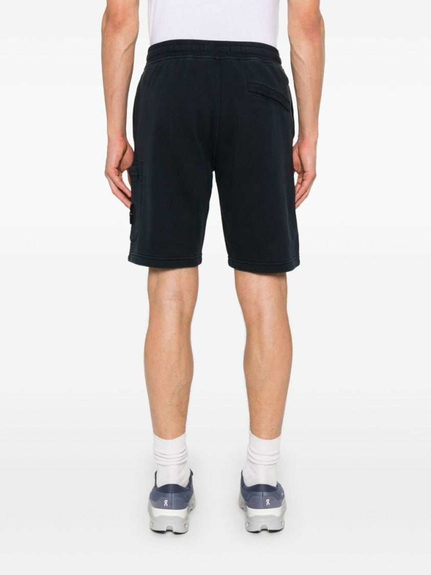 Stone Island Relaxed Fit Cotton Shorts With Signature Patch Detail