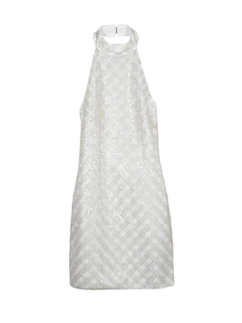 Rotate Indigo Polyester Halterneck Beaded Dress
