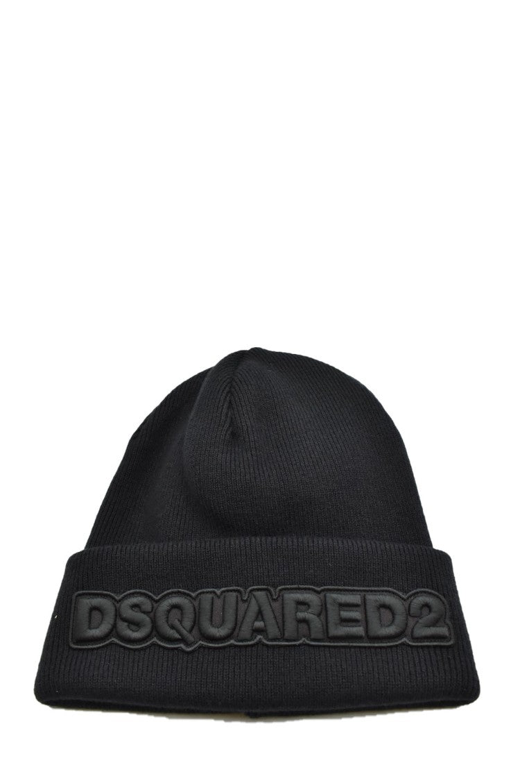 Dsquared2 Ribbed Knit Green Beanie With Logo Detail