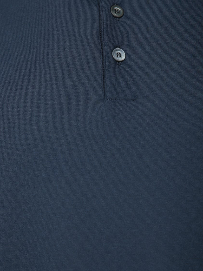 Zanone Classic Blue Polo With Three-Button Placket