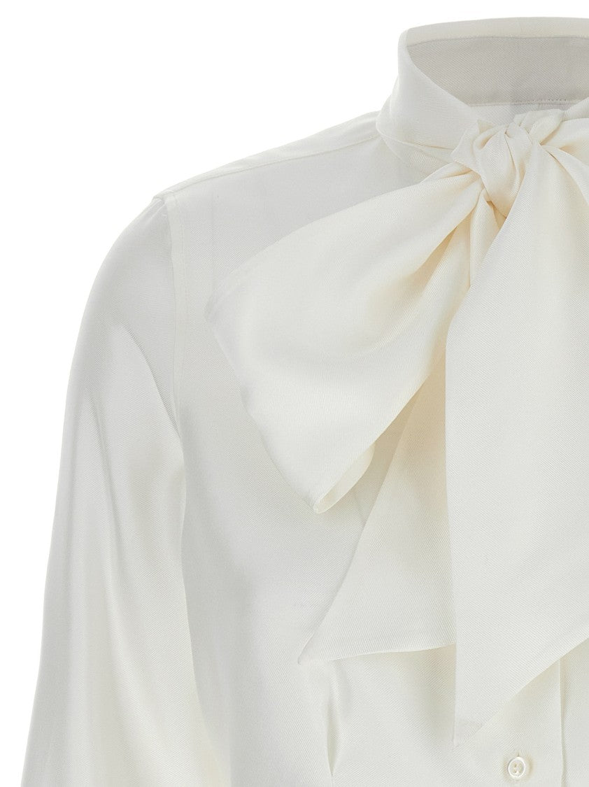 Thom Browne Cropped Silk Shirt With Levalliére Collar