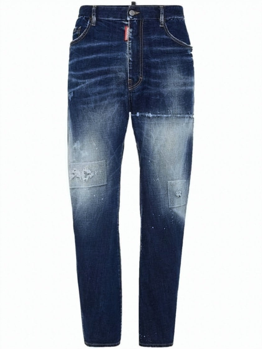 Dsquared2 Distressed Slim Fit Denim Pants With Five-Pocket Design