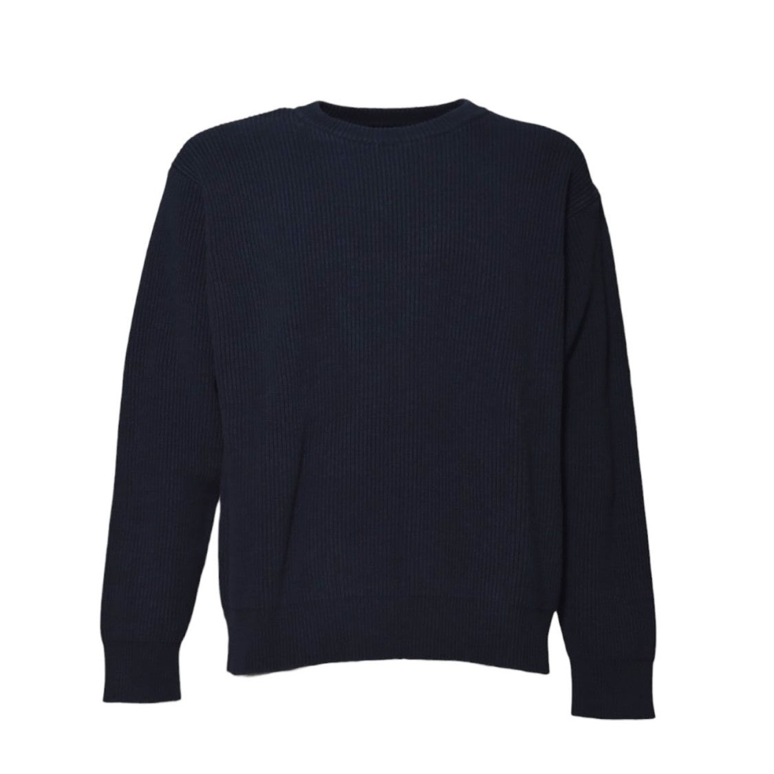 Jil Sander Blue Ribbed Cotton Oversized Crewneck Sweater
