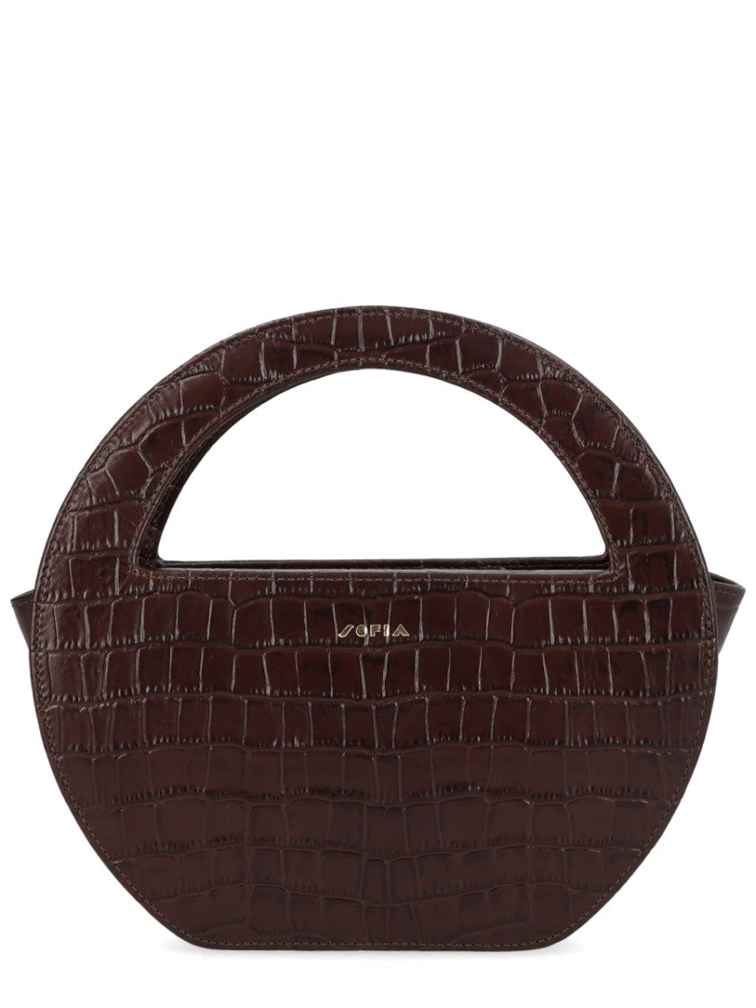 Sofia Black Crocodile Embossed Calf Leather Shoulder Bag
