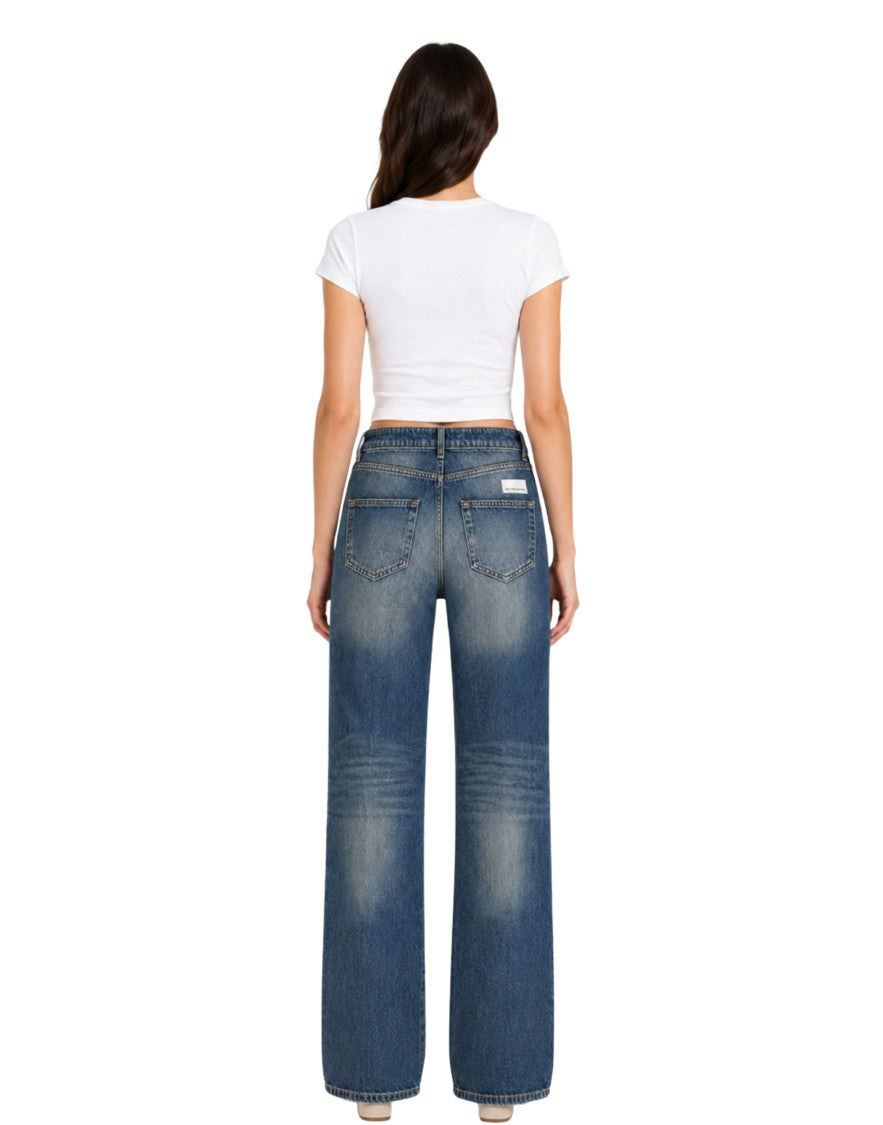 Nine In The Morning Classic Blue High-Waisted Franca Trumpet Jeans