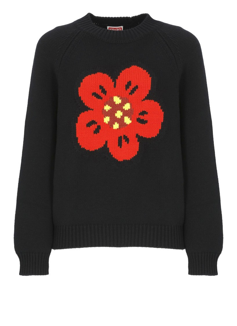 Kenzo Boke Flower Logo Sweater With Elastic Ribbed Trims