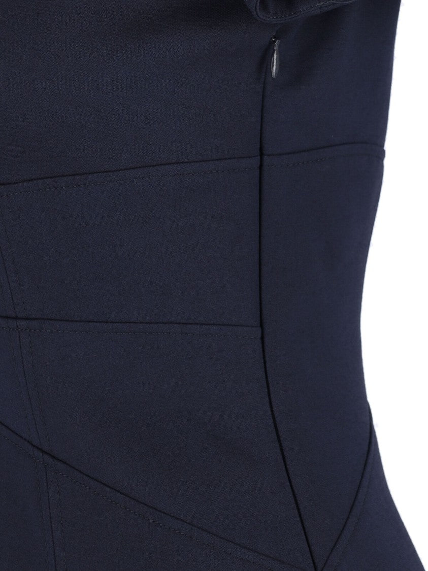 Alexander Mcqueen Mini Dress In Navy Wool