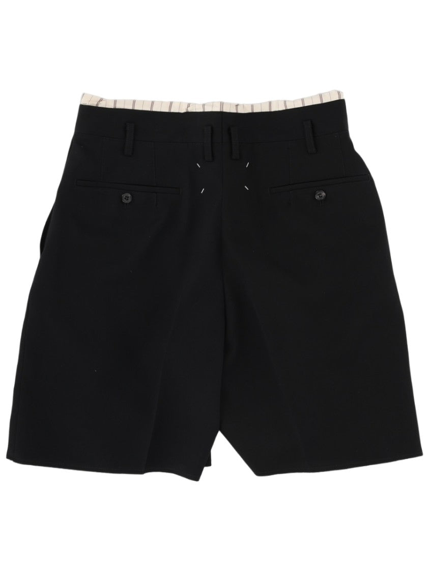 Maison Margiela Tailored Black Shorts With Structured Fit And Contrasting Waistband