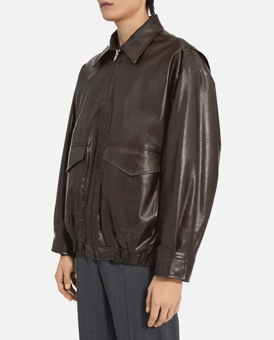 Mm6 By Maison Margiela Brown Leather Jacket With Classic Collar
