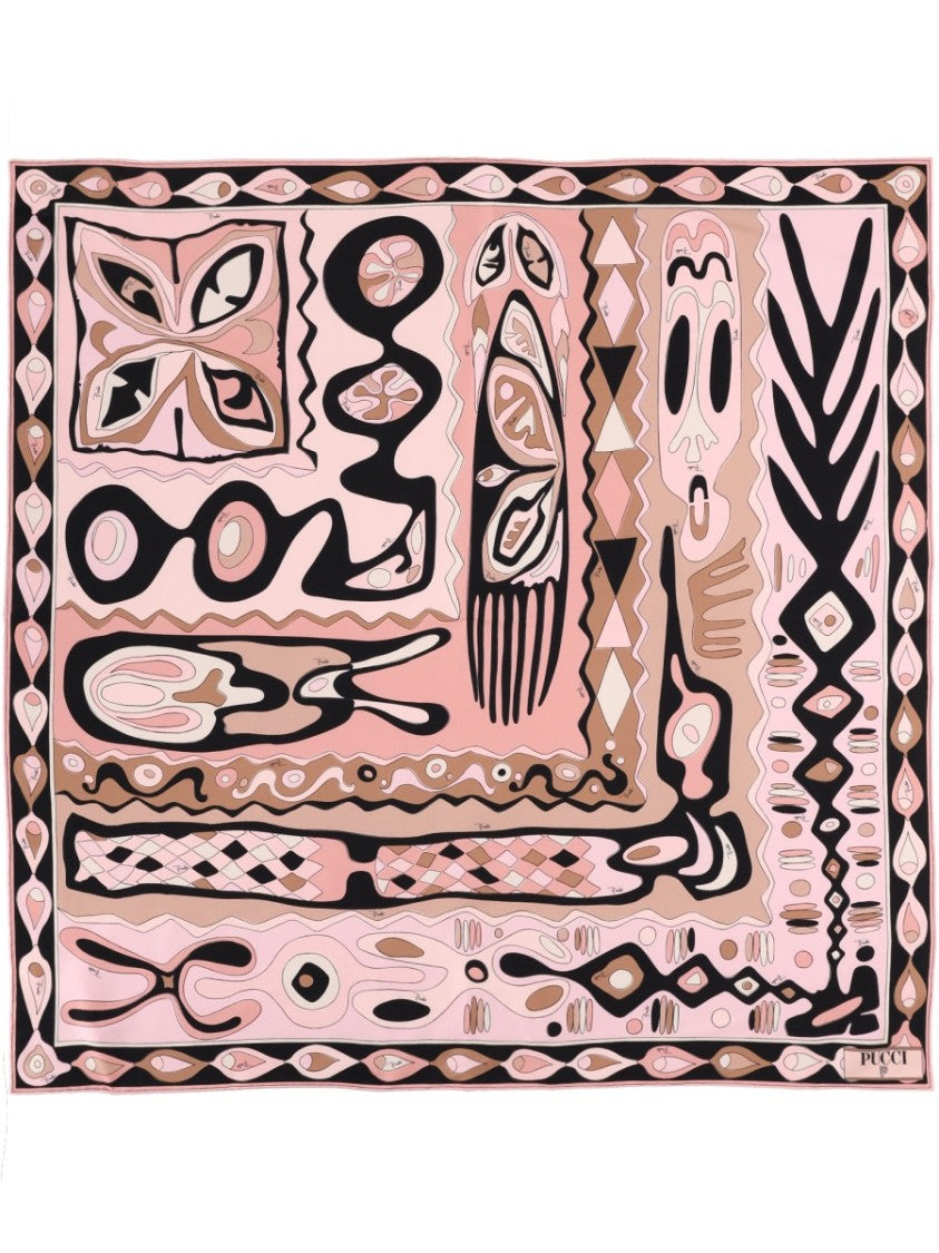 Pucci Abstract Pattern Silk Foulard With Geometric Motifs