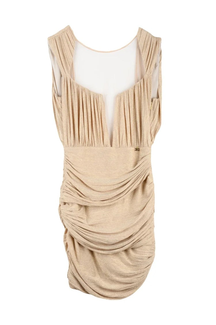 Elisabetta Franchi Mini Dress Lamé - Beige