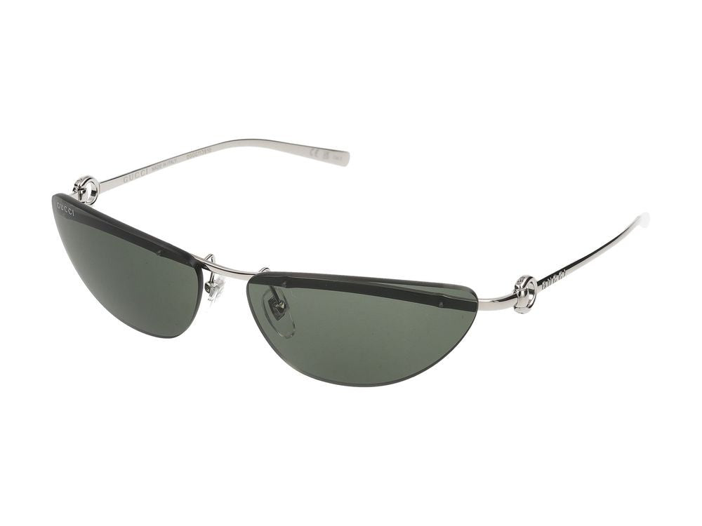 Gucci Silver Semi-Rimless Cat-Eye Metal Sunglasses