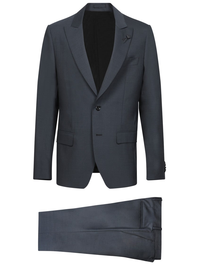 Lardini Tailored Dark Grey Suit With Notch Lapels