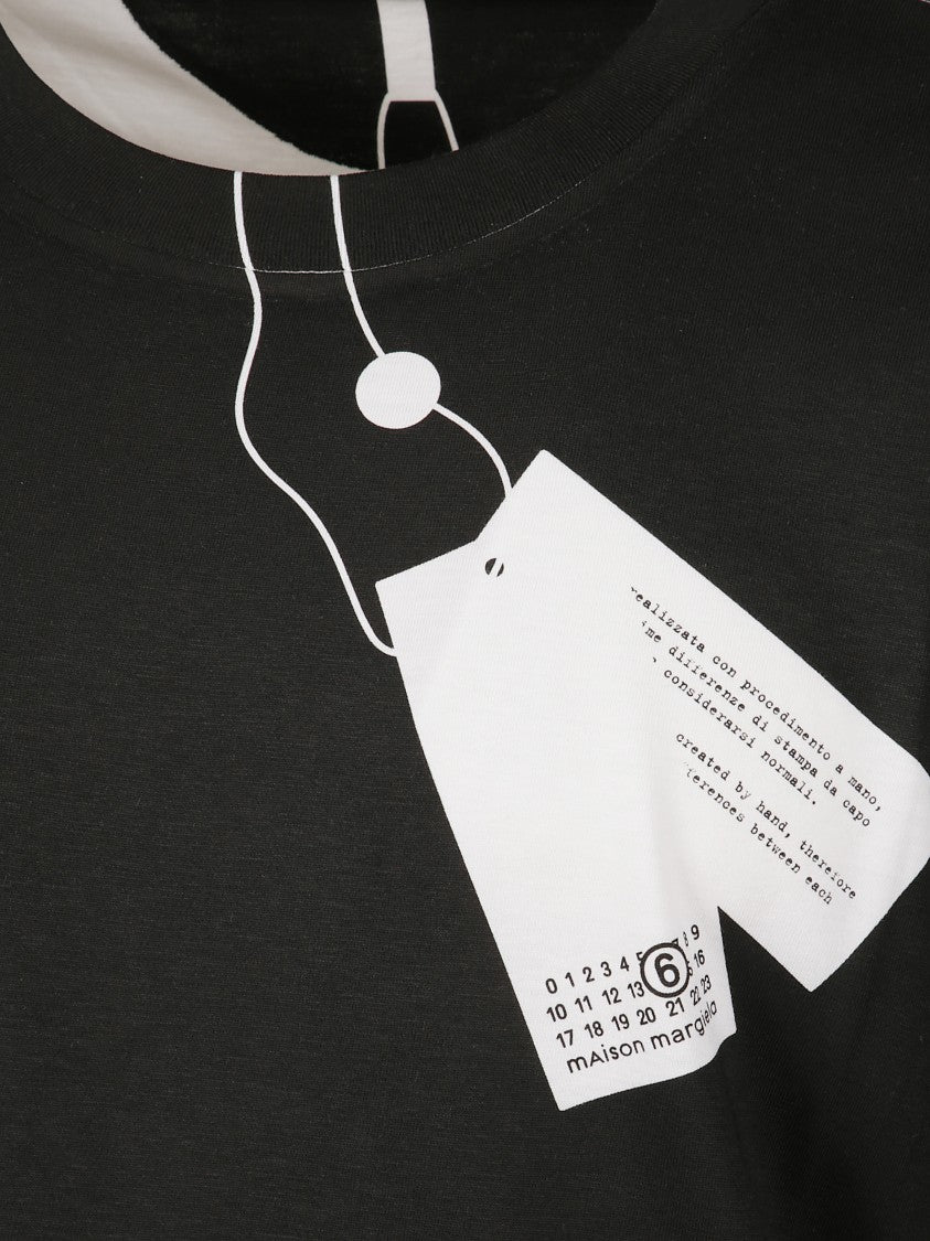 Mm6 By Maison Margiela Relaxed Fit Cotton T-Shirt With Distinctive Tag Detail