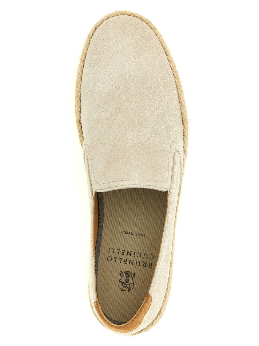 Brunello Cucinelli Slip-On Suede Espadrilles With Contrasting Heel Patch