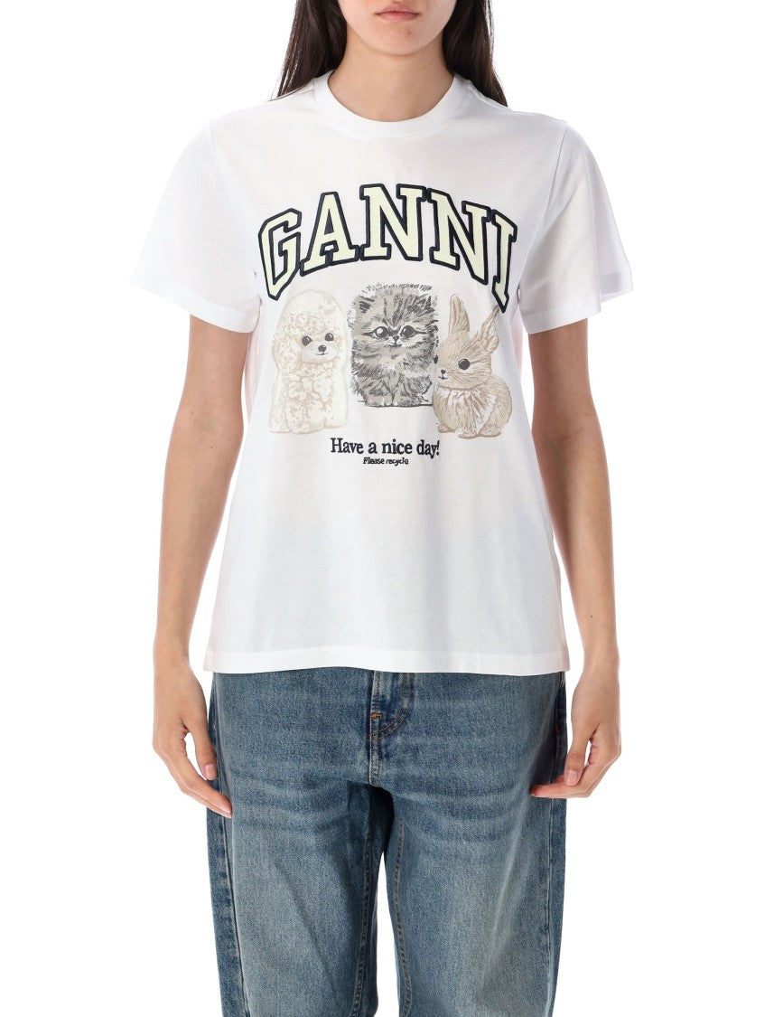 Ganni Animal Print T-Shirt