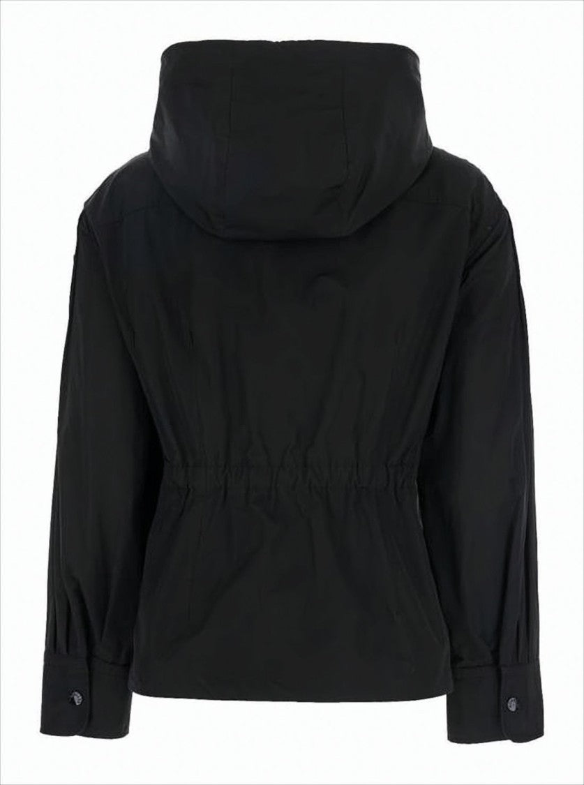 Moncler Fitted Black Jacket With Modern Design And Hood