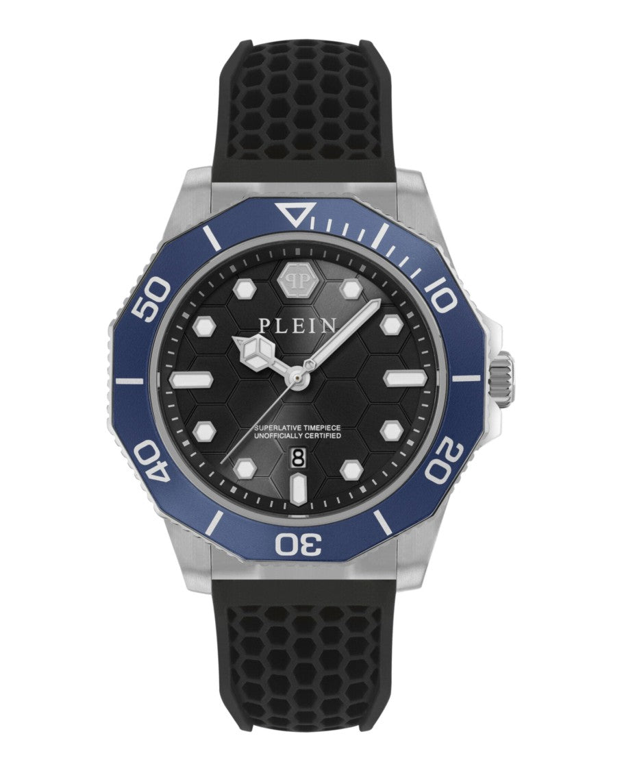 Philipp Plein Aquastorm Silicone Watch With Guilloche Dial And Textured Strap