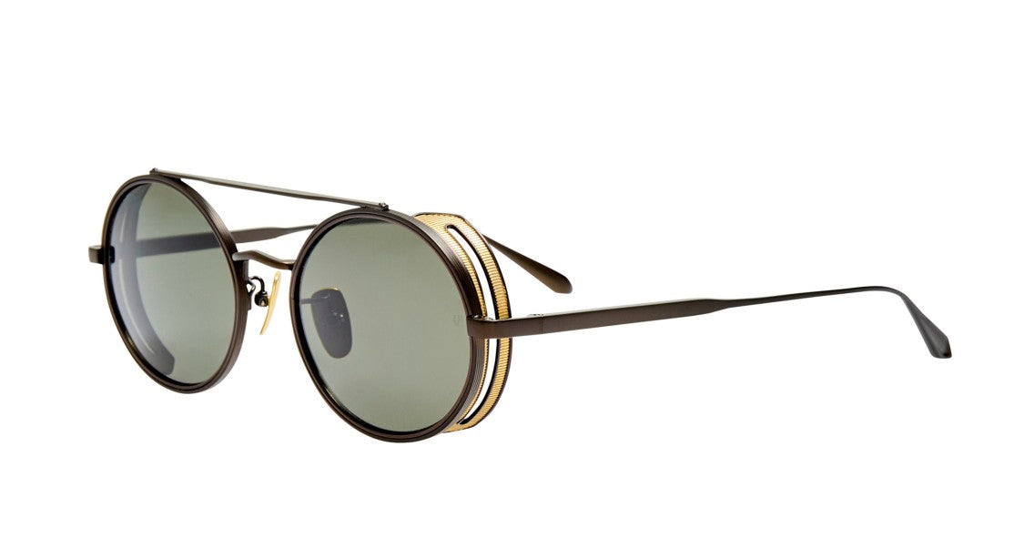 Linda Farrow Lfl Large Round Titanium Sunglasses With Double Bridge Design