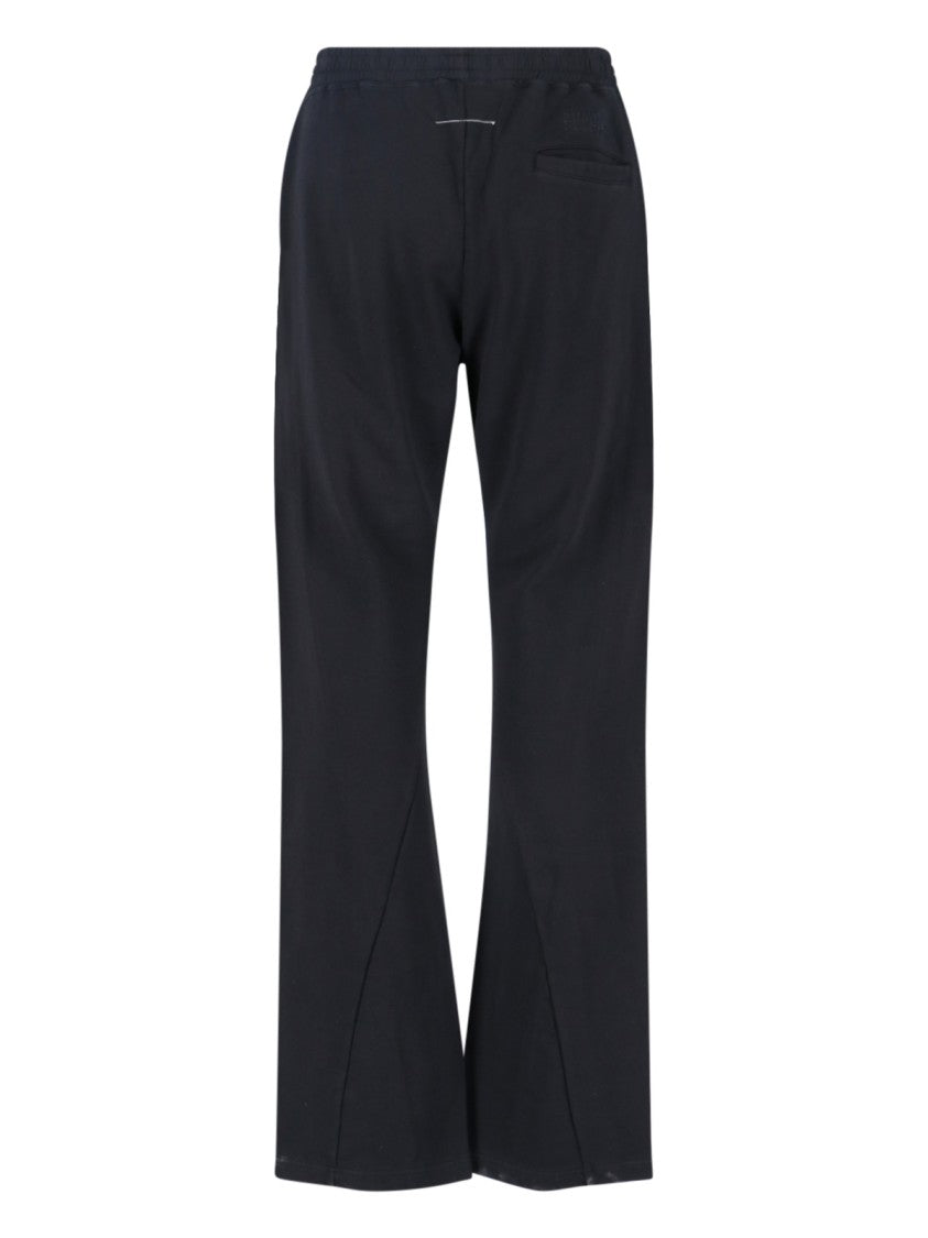 Mm6 By Maison Margiela Medium-Waist Black Cotton Sport Pants With Contrasting Stitching